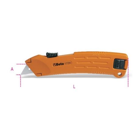 RETRACTABLE BLADE CUTTER 170MM SUPPLIED WITH 2 BLADES - 1772H