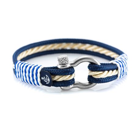Yachting blue bracelet with white cord, size 21.