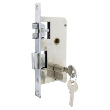 CHROME PLATED RECESSED LOCK, 132 X 70 MM