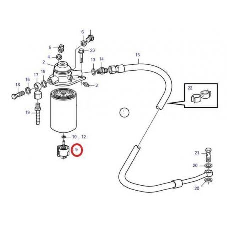 Fuel filter sensor D6 Volvo Penta 23697614