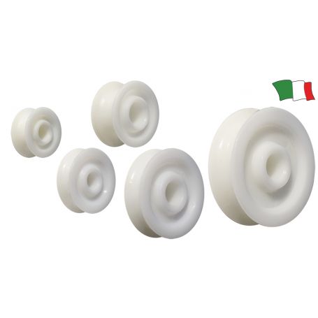 WHITE PULLEY IN DELRIN SF D.34 MM D. SC 8 MM