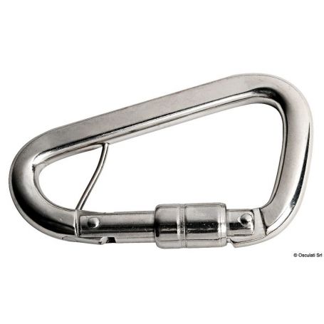 Stainless steel carabiner specially designed for safety belts.