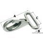 Stainless steel carabiner with flat eye for tape housing.