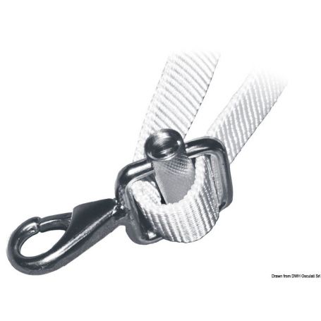 Snap hook with buckle in AISI 316 stainless steel.