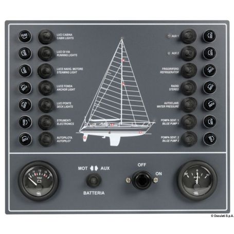 Electrical panel with 14 utilities.