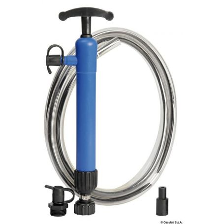 Double-acting hand pump for oil suction.