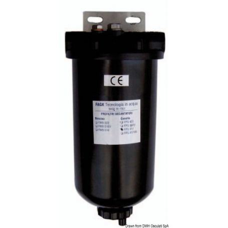Prefiltro decantatore con elemento filtrante in rete inox 150 micron