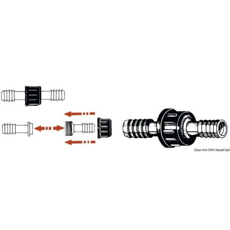 Cylindrical Nylon Connector for water pipes.