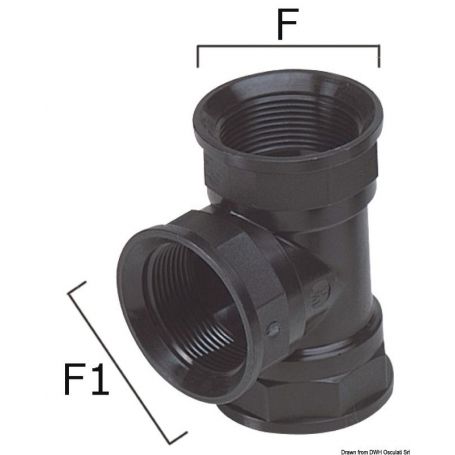 High-strength thermopolymer T-connector.