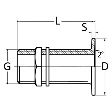 Flat head, all-thread marine drain.