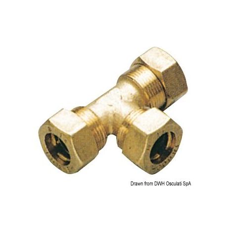Brass compression fitting for copper pipe with 0 Ring seal.