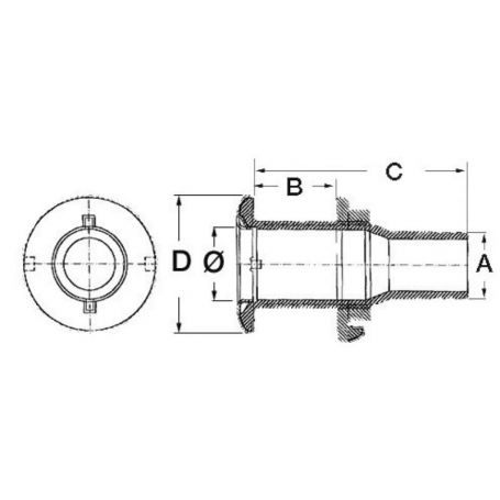 Sea discharge with hose connection.