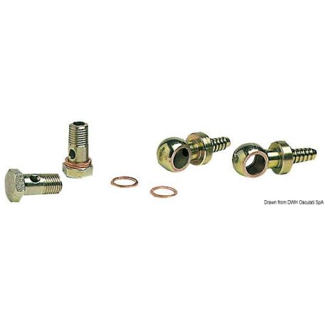 Kit 2 brass swivel fittings + 2 hose connectors + 4 copper gaskets.