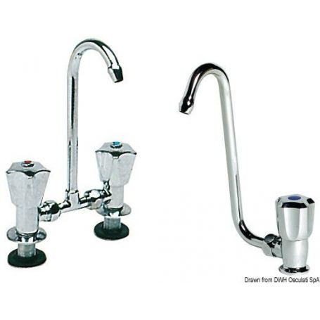 Faucet with chrome-plated brass swivel spout.