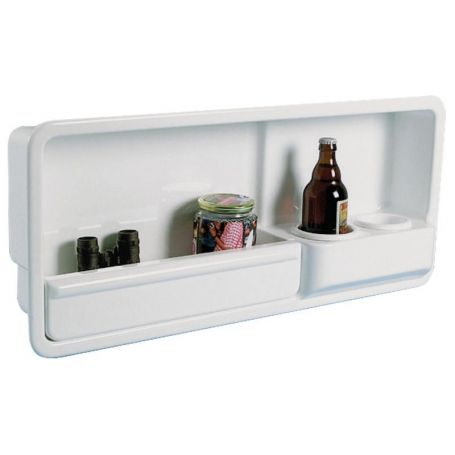 Side compartment with two cup / can / small bottle holders.