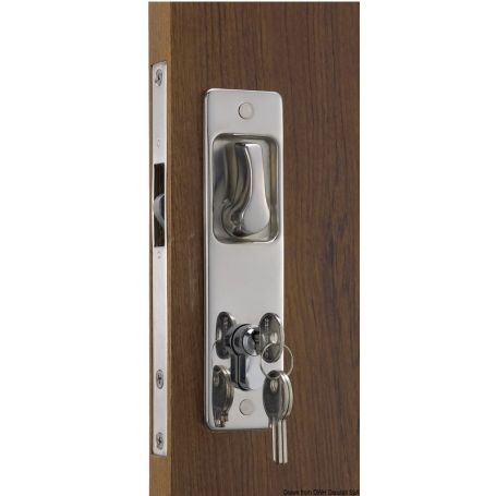 Sliding door lock with recessed handles, external YALE key, internal lock.