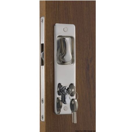 Serratura per porte scorrevoli con maniglie incassate, chiave YALE esterna, blocco interno