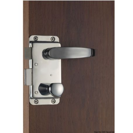 Handle-less lock and handle with knob lock from the inside and Yale key from the outside.