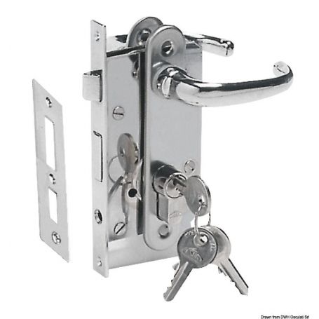 Recessed lock with security cylinder.