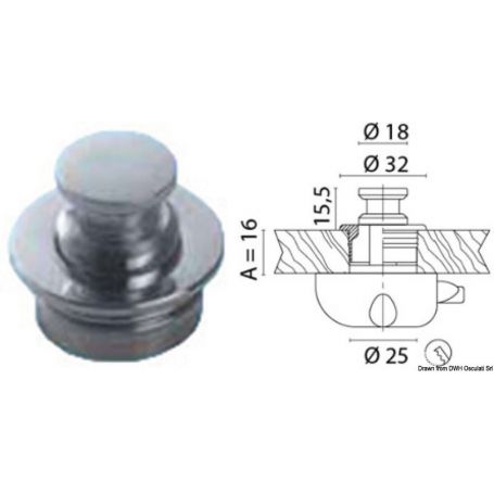Pomello con ghiera in ottone cromato