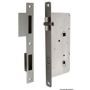 Flush-mounted anti-vibration lock with internal locking for WC areas. External safety unlocking.