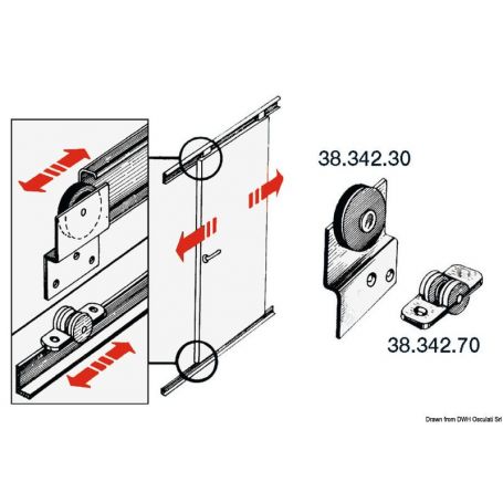 Rotaia e carrello per porte scorrevoli in acciaio inox
