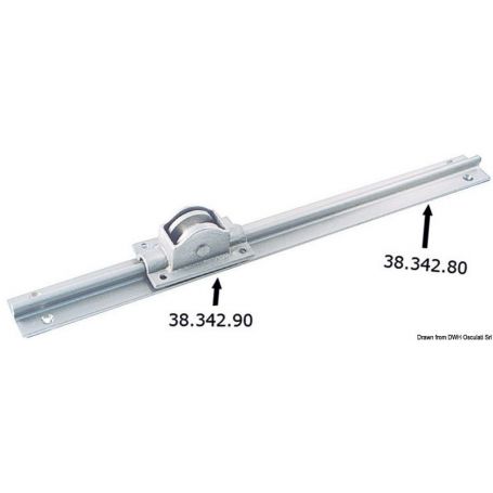 Rotaia e carrello per porte scorrevoli in ottone nichelato