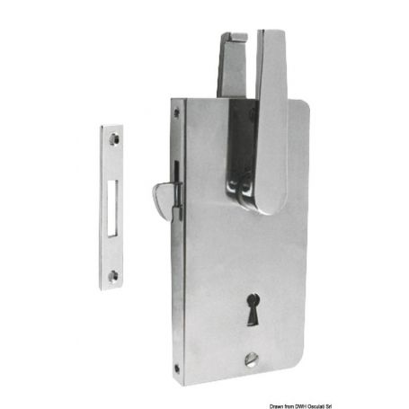 Recessed lock for traditional key-operated sliding door.