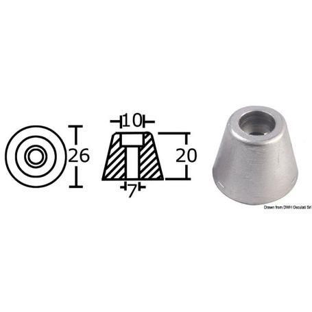 Replacement anode for Side-Power (Sleipner) bow/stern thruster propeller.