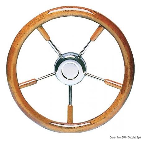 Steering wheel with mahogany crown painted with polyurethanes.