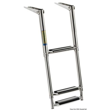 Telescopic ladder for a platform with wide steps