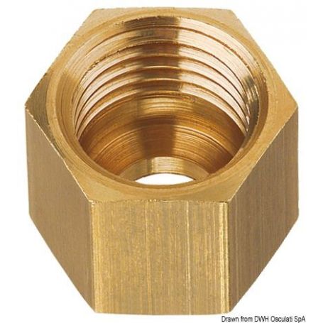 Dado in ottone per tubo rame da 8 mm, passo M14 x 1.5F