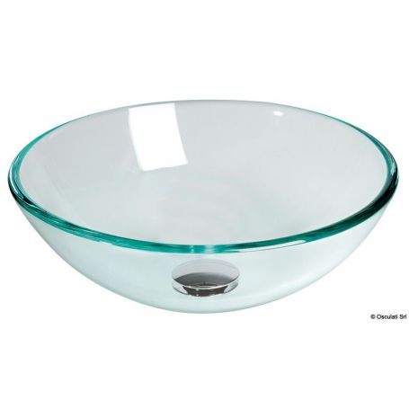 Semi-spherical sink in transparent glass.