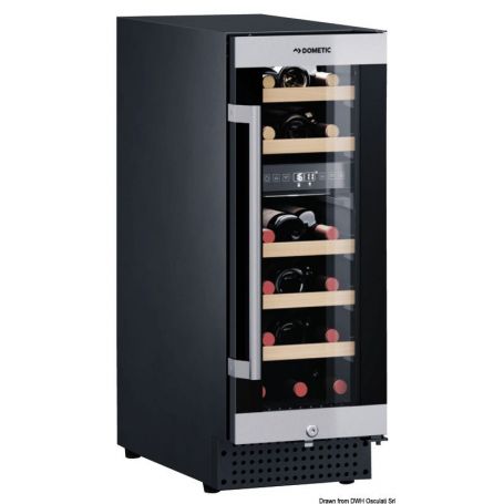 Two-zone wine cellar with compressor.