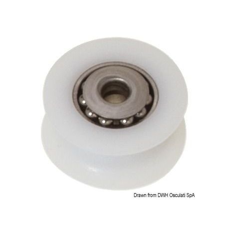 DelrinÂ® pulleys with stainless steel caps and balls.