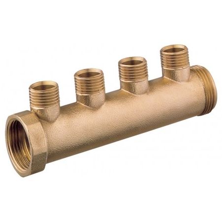 BRASS MALE PASSING MANIFOLD COLLECTOR 3/4 X 1/2 4 WAY