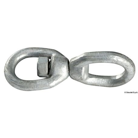 Galvanized steel swivel for anchor chain and windlass.