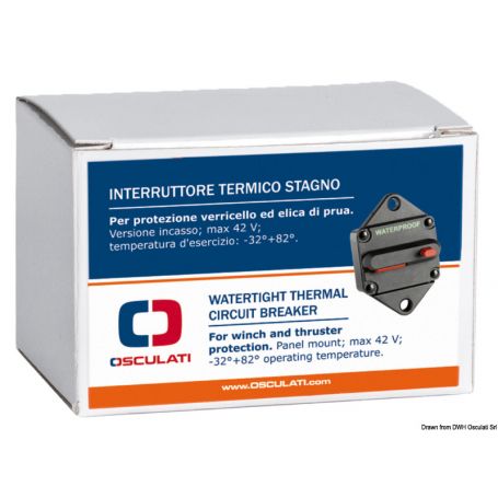 Stainless steel magnetic circuit breaker for winch and bow thruster protection.