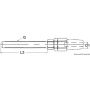 Terminal to be inserted into tensioners with right-hand metric thread.