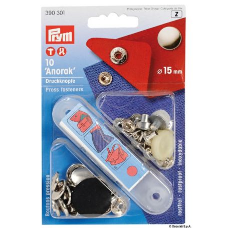 Chrome-plated brass buttons.