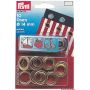Series of brass eyelets.