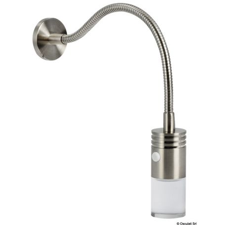 Adjustable LED spotlight for bedside/headboard reading cards.