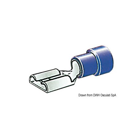 Pre-insulated faston connectors of 4.7 mm, 6.3 mm, and 9.5 mm.