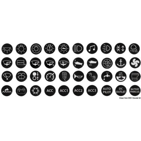 Set 40 sticker marine assortiti per interruttori antivandalo Flat tipo 14.215.xx