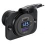 Digital voltmeter/ammeter and power outlets with recessed installation.