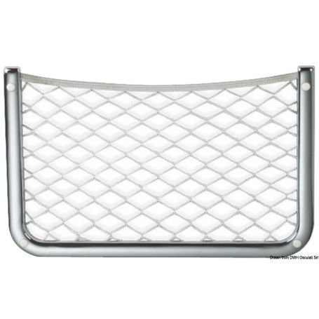 Rete porta oggetti con cornice in ottone cromato