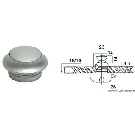 Pomello con ghiera in ottone cromo perla