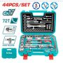 Set of 1/2‘ and 1/4’ socket sets, 44-piece