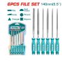 Set of 6 mini files with handles, 140 mm