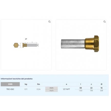 BARROTTO IN ZINCO D.5/8 X L. 1-1/2'' COMPLETO DI TAPPO